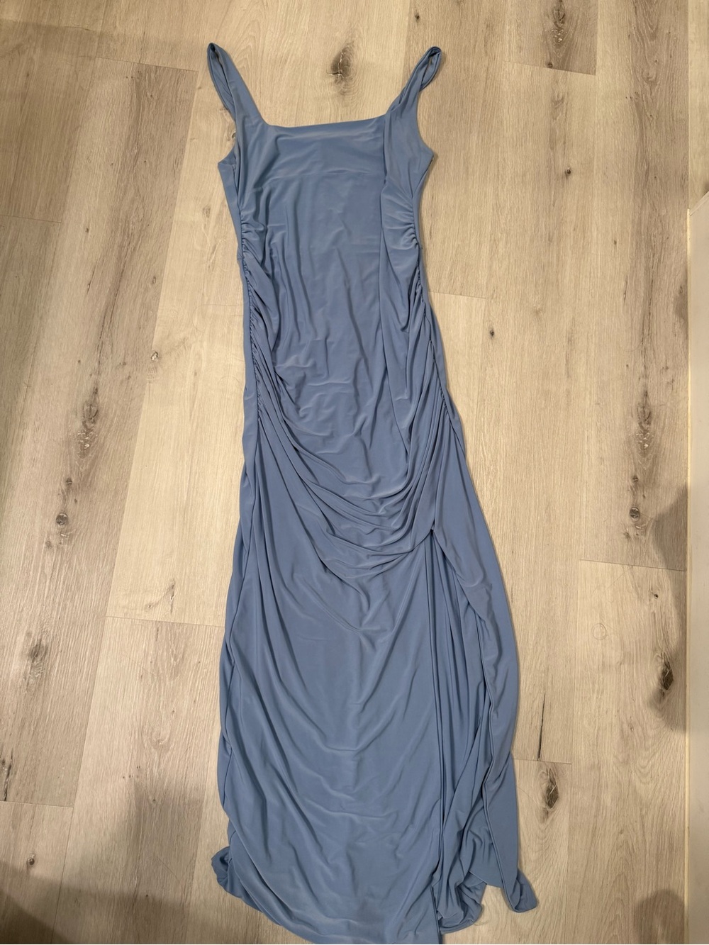 Club L London Dusty Blue Ruched Maxi Dress